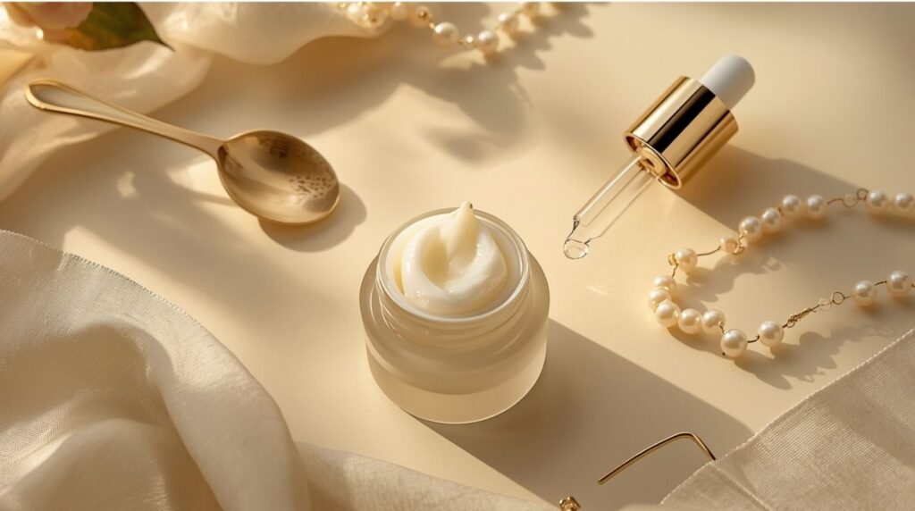 Glossaire du Glow 20 pot de creme ouvert et pipette de flacon de serum pour illustrer le glossaire du glow