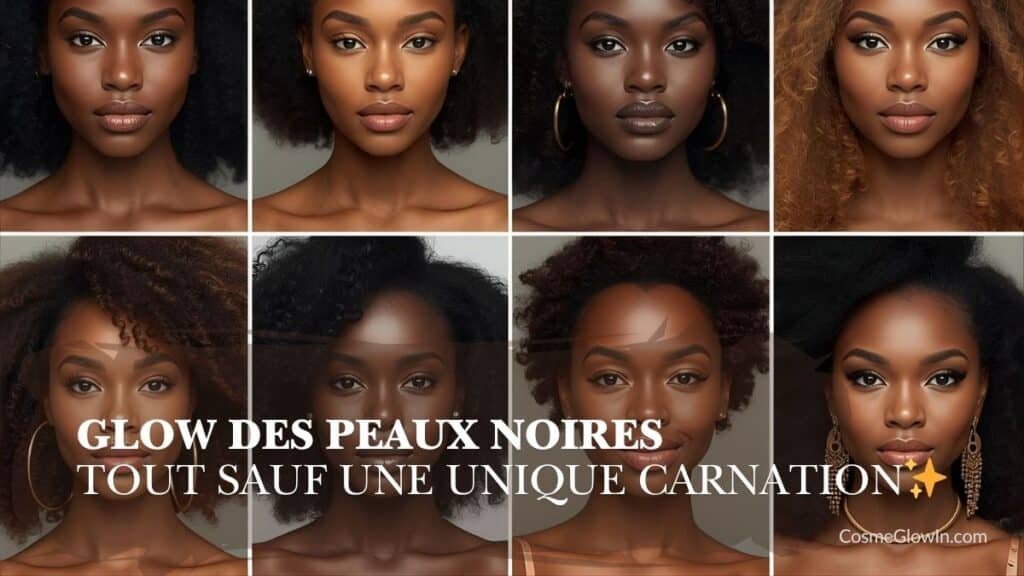 plusieurs carnation de peaux noires pour illustrer le glow des peaux noires