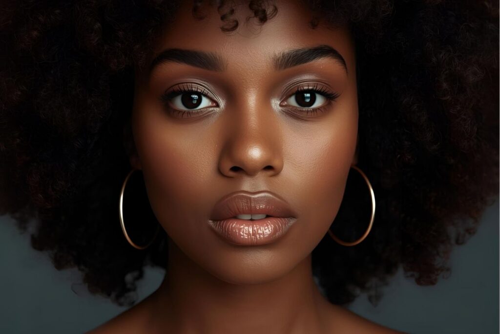 femme à la peau noire qui illustre. l'article qui traite du glow des peaux noires