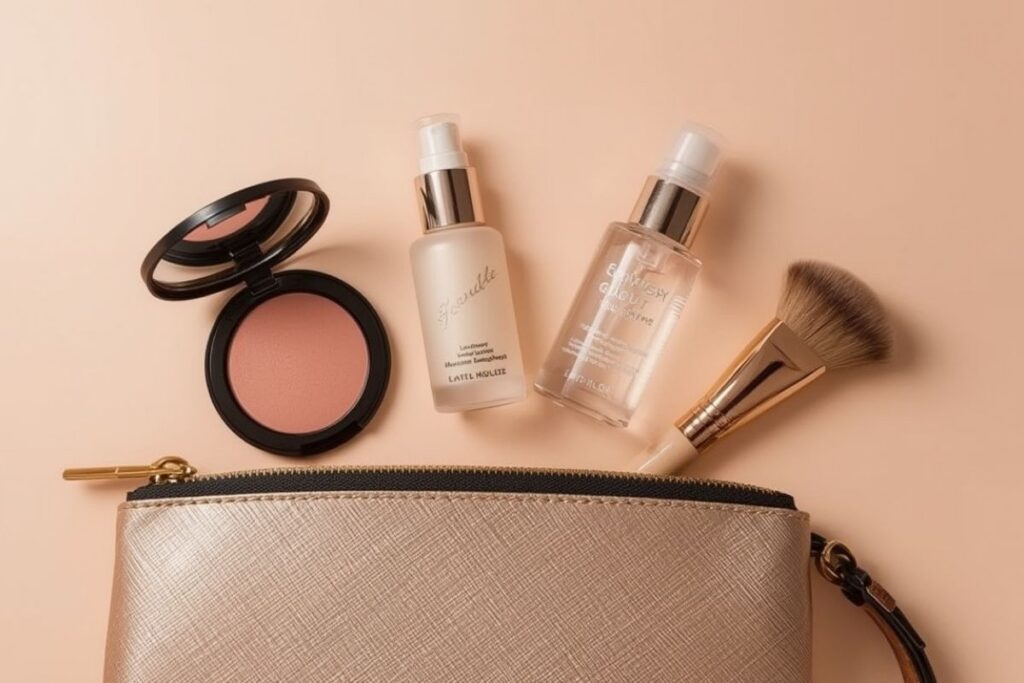 Tendance Glow : L’éclat Naturel Qui Inspire l’Univers de la Beauté 2 trousse de maquillage avec des articles pour le glow