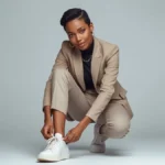 femme qui lace ses chaussures, article "Look Glow : le secret des vêtements qui activent votre Glow naturel ✨"